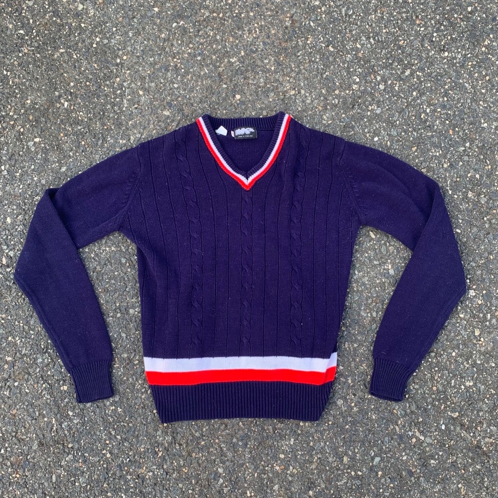 Vintage acrylic Navy Tennis sweater